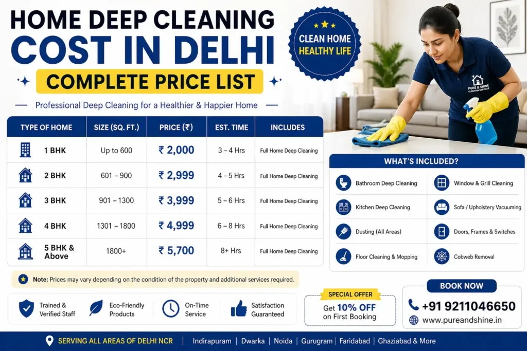 home deep cleaning cost delhi